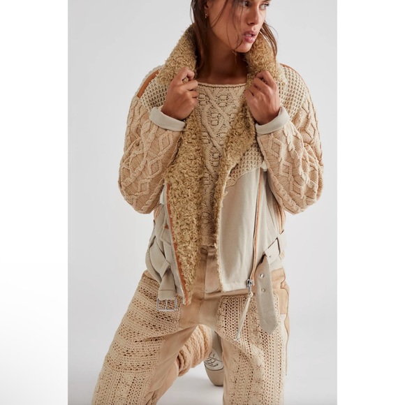 Free People Cozy Knit Mix Moto Jacket New NWT - Picture 9 of 9